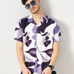 celio celio* Purple Regular Fit Printed Shirt-picture-17