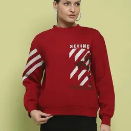 MADAME Red Cotton Printed Sweatshirt-image-21