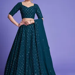 Anara Embellished Sequinned Semi-Stitched Lehenga & Unstitched Blouse With Dupatta-picture-32