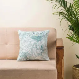 Fabindia Aqua Cotton 60 TC 179 GSM Magnolia Cushion Cover-image-2