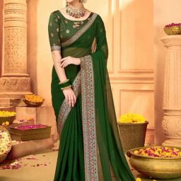 Saree Mall Green Embellished Saree With Unstitched Blouse-picture-37