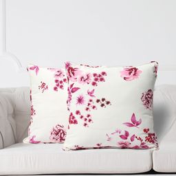 SWAYAM White & Pink Set of 2 Floral Square Cushion Covers-picture-14