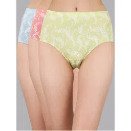 SOIE Womens High Waist Full Coverage Stretch Cotton Hipster Panty Multi-Color (Pack of 3)-image-8