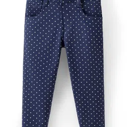 Babyhug Cotton Woven Full Length Trouser with Dot Print - Navy Blue-picture-23