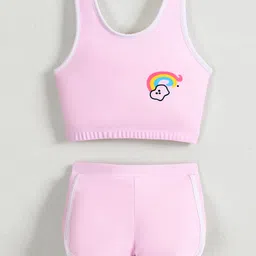 Mark & Mia Sleeveless Two Piece Swimsuit with Rainbow Print - Pink-picture-29