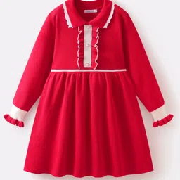 Mark & Mia Full Sleeves Solid Woollen Dress - Red image 1
