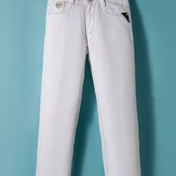 Ruff Denim Full Length Solid Colour Jeans - White-picture-12