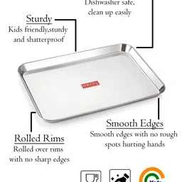 HAZEL Stainless Steel Serving Trays Rectangle Premium Dining Table Plater Silver - Pack of 4 image 3