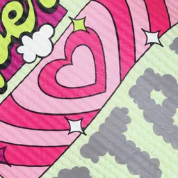 Olio Kids Cotton Knit Half Sleeves Textured Top with Text Print - Light Green image 3