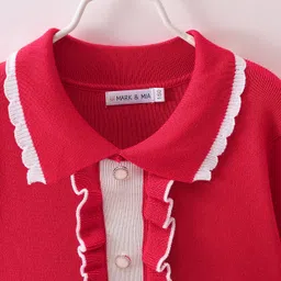 Mark & Mia Full Sleeves Solid Woollen Dress - Red image 3