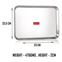 HAZEL Stainless Steel Serving Trays Rectangle Premium Dining Table Plater Silver - Pack of 4 image 4