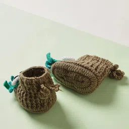 MayRa Knits Handknitted Pack Of 2 Zebra & Octopus Applique Detailed Booties - Orange & Brown image 5