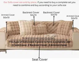 HOMETHREADS Beige & Multicoloured Solid Sofa Cover image 2