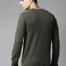 Roadster Men Self Design Pure Cotton Pullover image 4