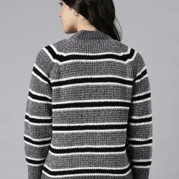 showoffff SHOWOFF Grey & White Self Design Pullover image 3