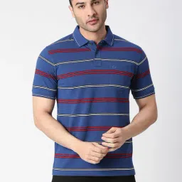 Dragon Hill Blue Striped Slim Fit Polo T-Shirt-picture-14
