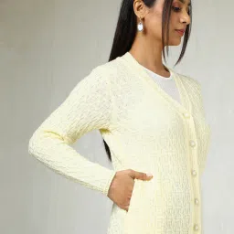 Soch Beige Acrylic Regular Fit Woven Design Shrug image 3