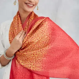 Fabindia Orange Printed Stole image 5
