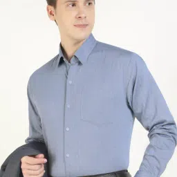 Hancock Blue Cotton Slim Fit Striped Shirt-picture-10