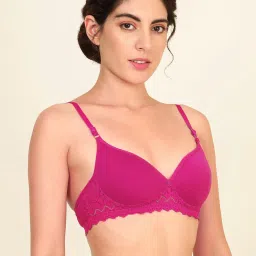 AROUSY Pink & Maroon Cotton Self Pattern T-Shirt Bra - Pack Of 2 image 3
