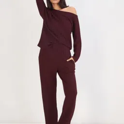 FEMMELLA Maroon Viscose Relaxed Fit T-Shirt image 4