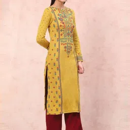 Rangriti Yellow Straight Fit Printed Kurta image 3
