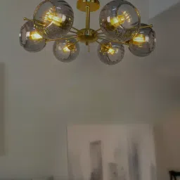 Fos Lighting Spherical Cluster 6 Light Smoke Glass Chandelier - Satellite-MS-BRSM-CapitalSmoke-CH6 image 5