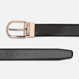 Louis Philippe Black Leather Solid Reversible Belt image 3