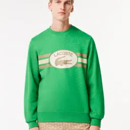 Lacoste Green Cotton Classic Fit Logo Printed Sweatshirt-image-29