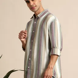 Mast & Harbour Pure Cotton Striped Relaxed Shirt image 4