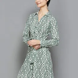 Fame Forever by Lifestyle White & Green Printed Shirt Dress image 3