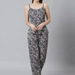 Cation Navy Printed Top With Pyjamas-image-38