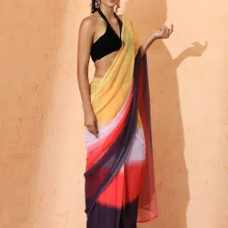 Jaipur Kurti Multicolor Solid Saree with Unstitched Blouse image 3