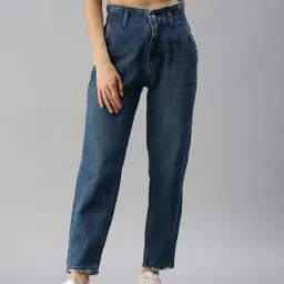 showoffff SHOWOFF Low Distress Blue Mom Fit Denim Jeans-picture-39