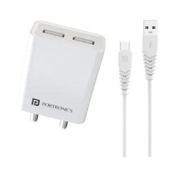 Portronics Adapto 66 C USB Wall Charger Fast Charging Adapter with Micro USB Cable (White)-picture-16