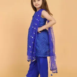 Piccolo Kids Blue Printed Straight Fit Kurti, Palazzos & Dupatta image 3