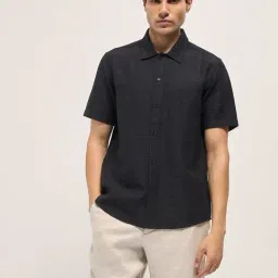 The Bear House Black Regular fit Embroidered Shirt-picture-24