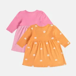 Miniklub Girls Orange & Pink Regular Fit Knitted Dress - Pack of 2 image 2