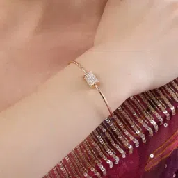 Zaveri Pearls Rose Gold Dazzling Cubic Zirconia Brass Kada Style Bracelet-picture-26