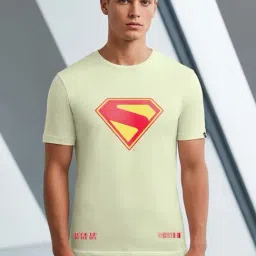 Bewakoof Fog Green Official DC Merchandise Superman Logo Graphic Printed Regular Fit T-Shirt-image-33