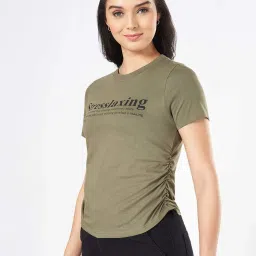 People By Pantaloons Deep Lichen Green Cotton Loose Fit Top image 3