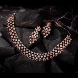 Saraf RS Jewellery Unique Design AD studded Necklace with Earrings for Women & Girls-picture-34