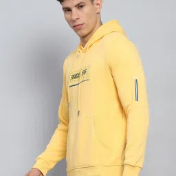 Monte Carlo Yellow Regular Fit Printed Hooded Sweatshirt image 3