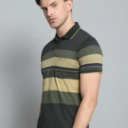 Monte Carlo Olive Regular Fit Striped Polo T-Shirt image 3