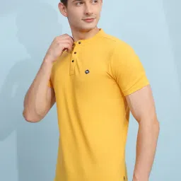 Cloak & Decker by Monte Carlo Yellow Regular Fit Henley T-Shirt image 3