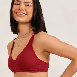 Clovia Maroon Non Padded Non Wired Bra With U Back image 3