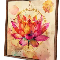 Art Street Multicolour Large Framed Lotus Floral Canvas Painting image 3