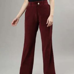 Iconic Maroon Cotton Textured Pattern Flared Trousers-picture-14