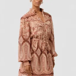 Forever New Peach Moss Floral Print Regular Fit Printed Dress image 3