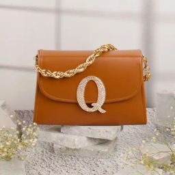 NR by Nidhi Rathi Tan Leather Embellished Clutch-picture-13